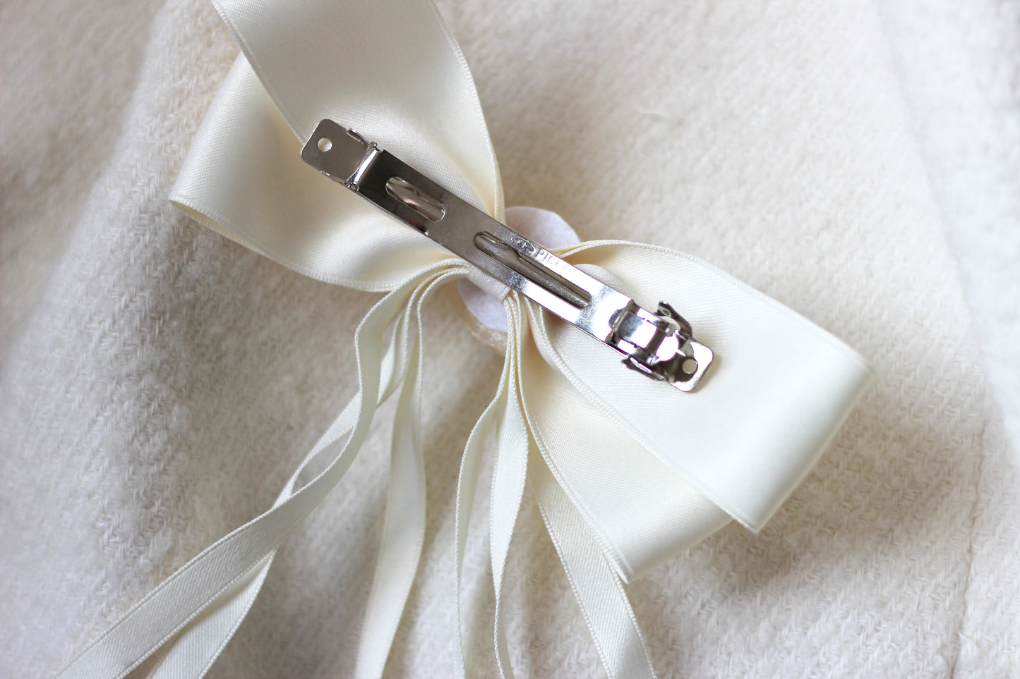 The White Rose Bow Barrette