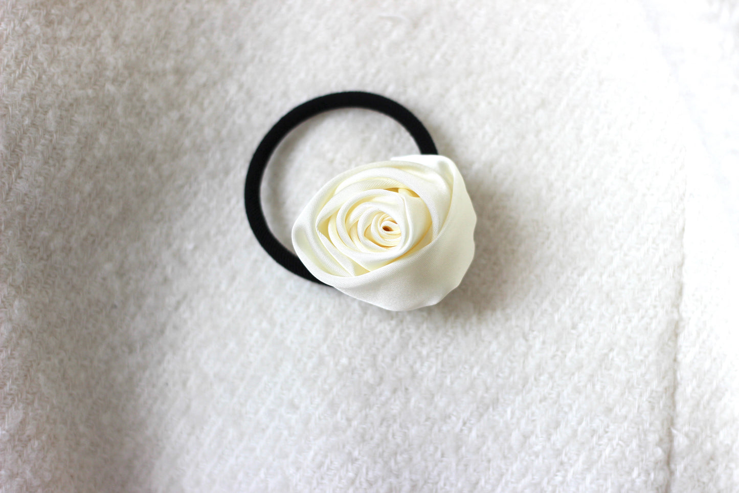 The White Rosette Hair Tie