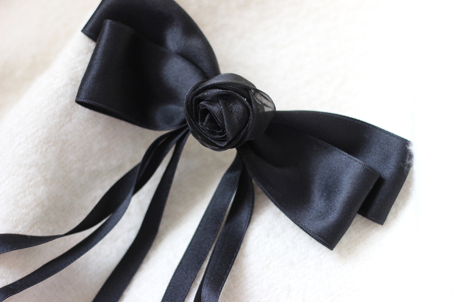 The Black Rose Bow Barrette