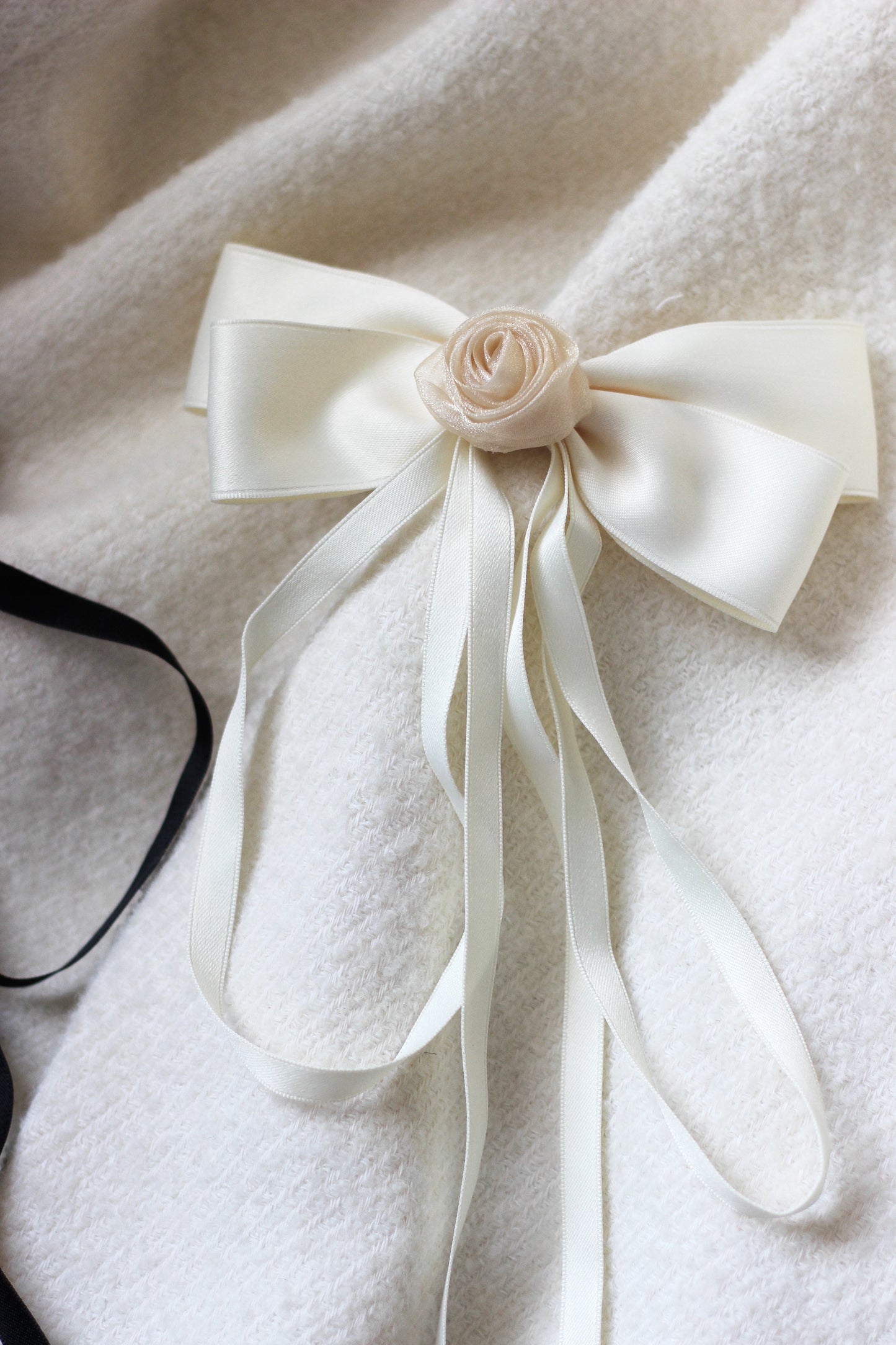The White Rose Bow Barrette