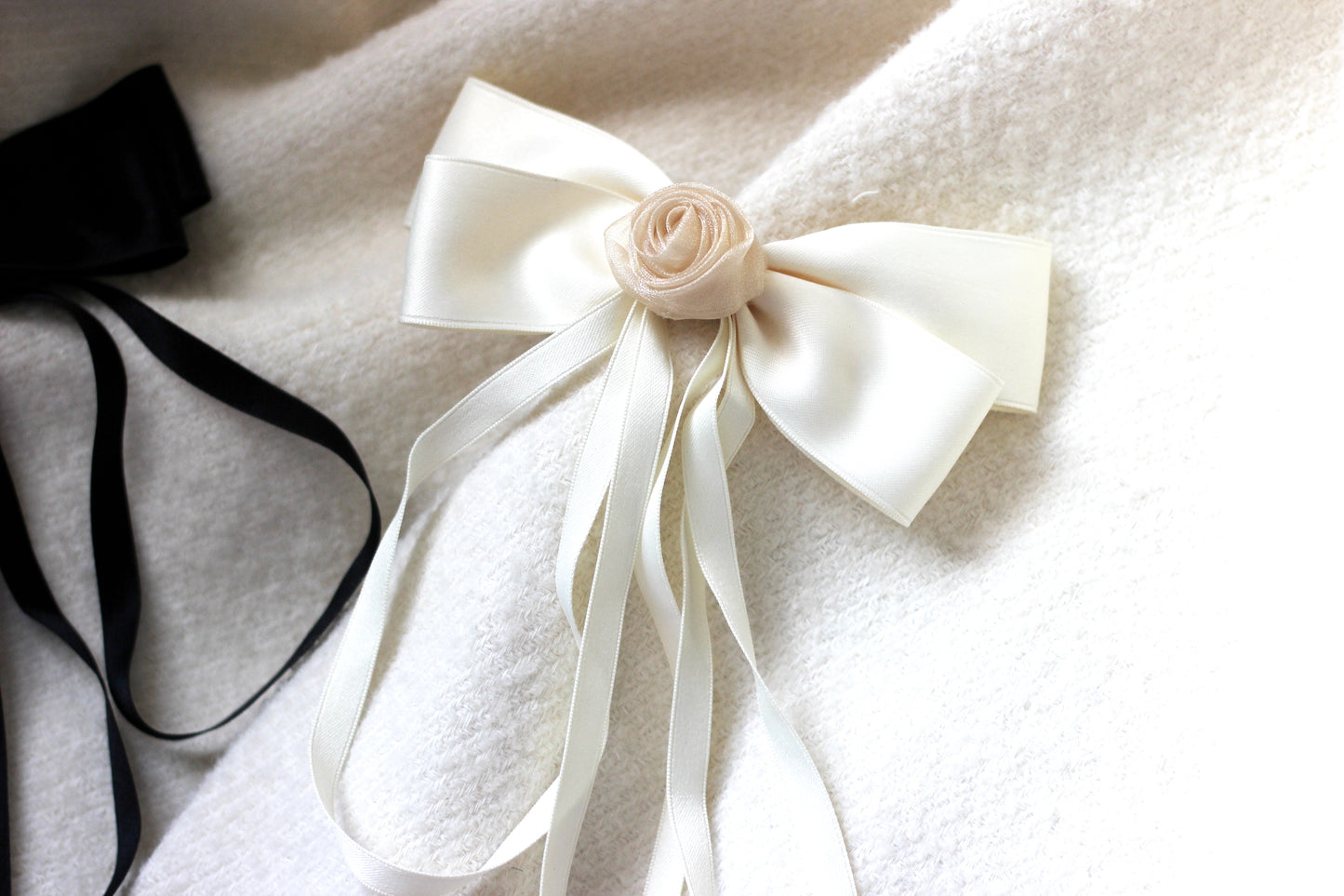 The White Rose Bow Barrette